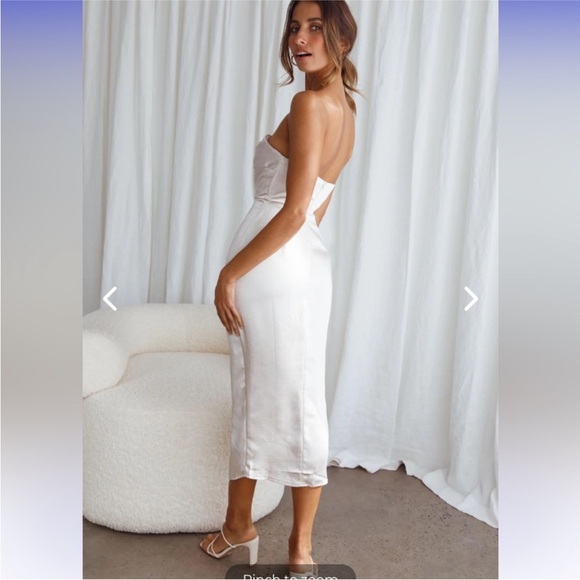Selfie Leslie Cream Strapless Midi Dress - Picture 3 of 5
